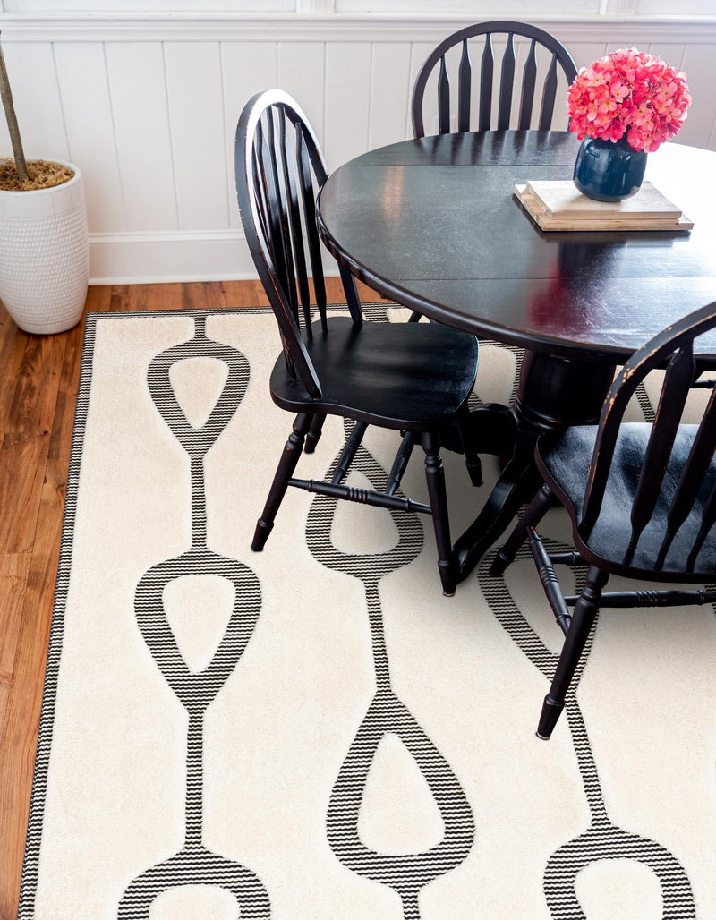Monochrome Collection Area Rug -  Marble Square Ivory White  lifestyle 59