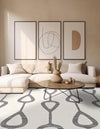 Monochrome Collection Area Rug -  Marble Square Ivory White  lifestyle 65
