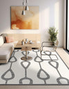 Monochrome Collection Area Rug -  Marble Square Ivory White  lifestyle 71