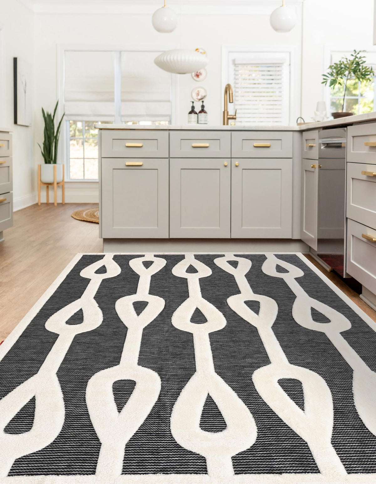 Monochrome Collection Area Rug -  Marble Rectangle Gray  lifestyle 4