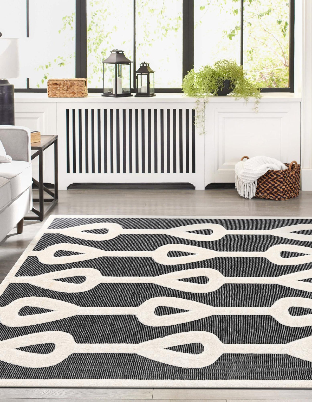 Monochrome Collection Area Rug -  Marble Rectangle Gray  lifestyle 6