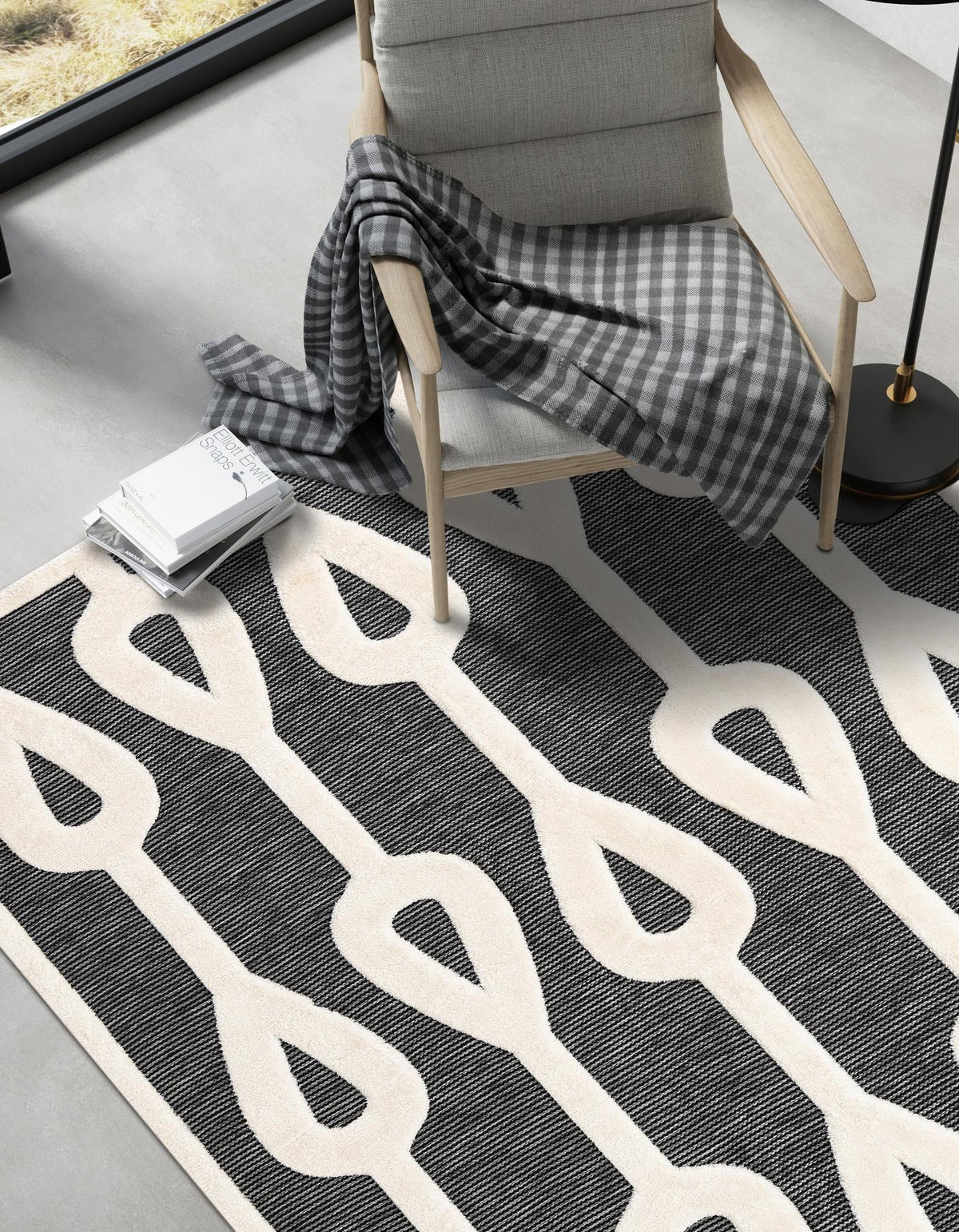 Monochrome Collection Area Rug -  Marble Rectangle Gray  lifestyle 8