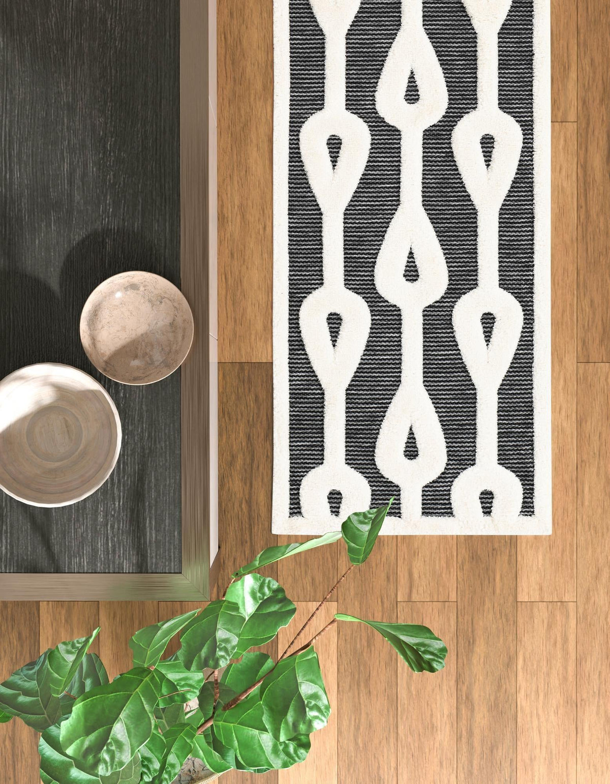 Monochrome Collection Area Rug -  Marble Runner Gray  lifestyle 104