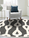 Monochrome Collection Area Rug -  Marble Round Gray  lifestyle 60