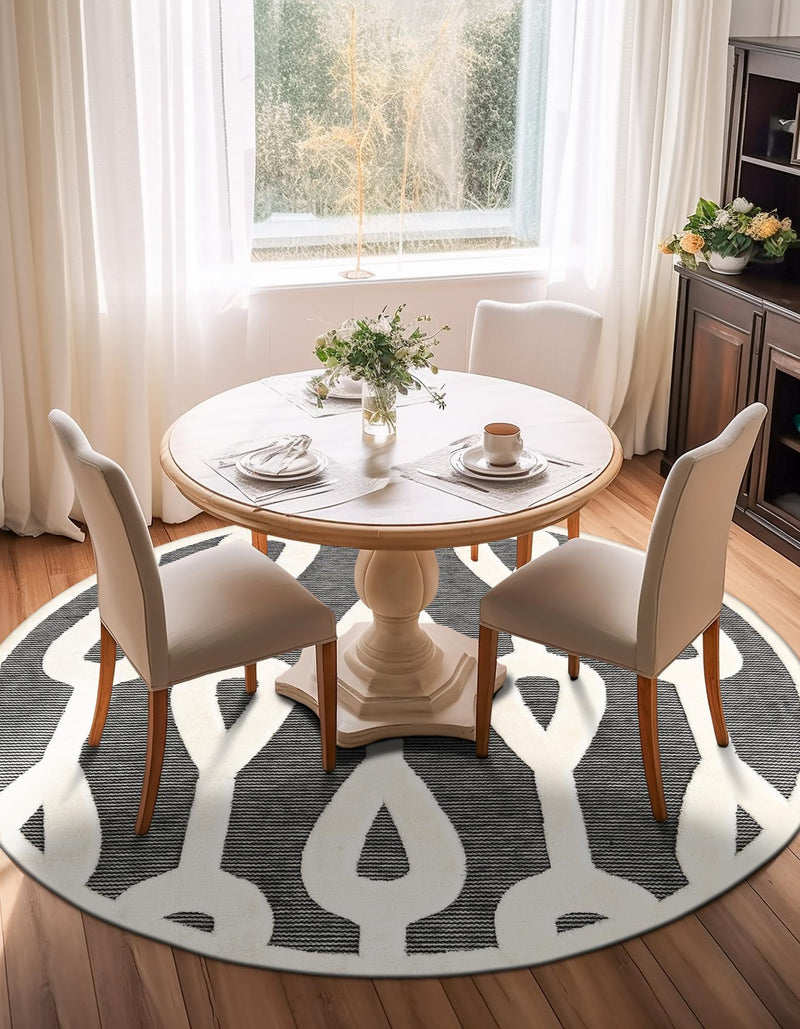 Monochrome Collection Area Rug -  Marble Round Gray  lifestyle 66