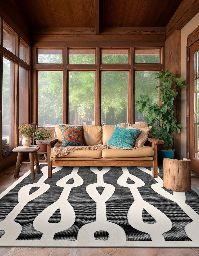 Monochrome Collection Area Rug -  Marble Square Gray  lifestyle 62