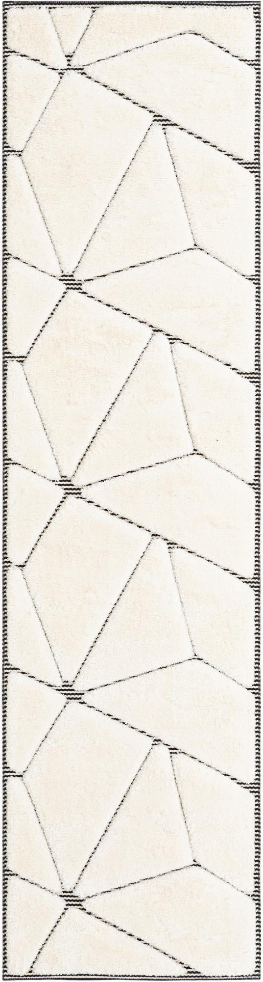 Monochrome Collection Area Rug -  Onyx Runner Ivory White  lifestyle 42