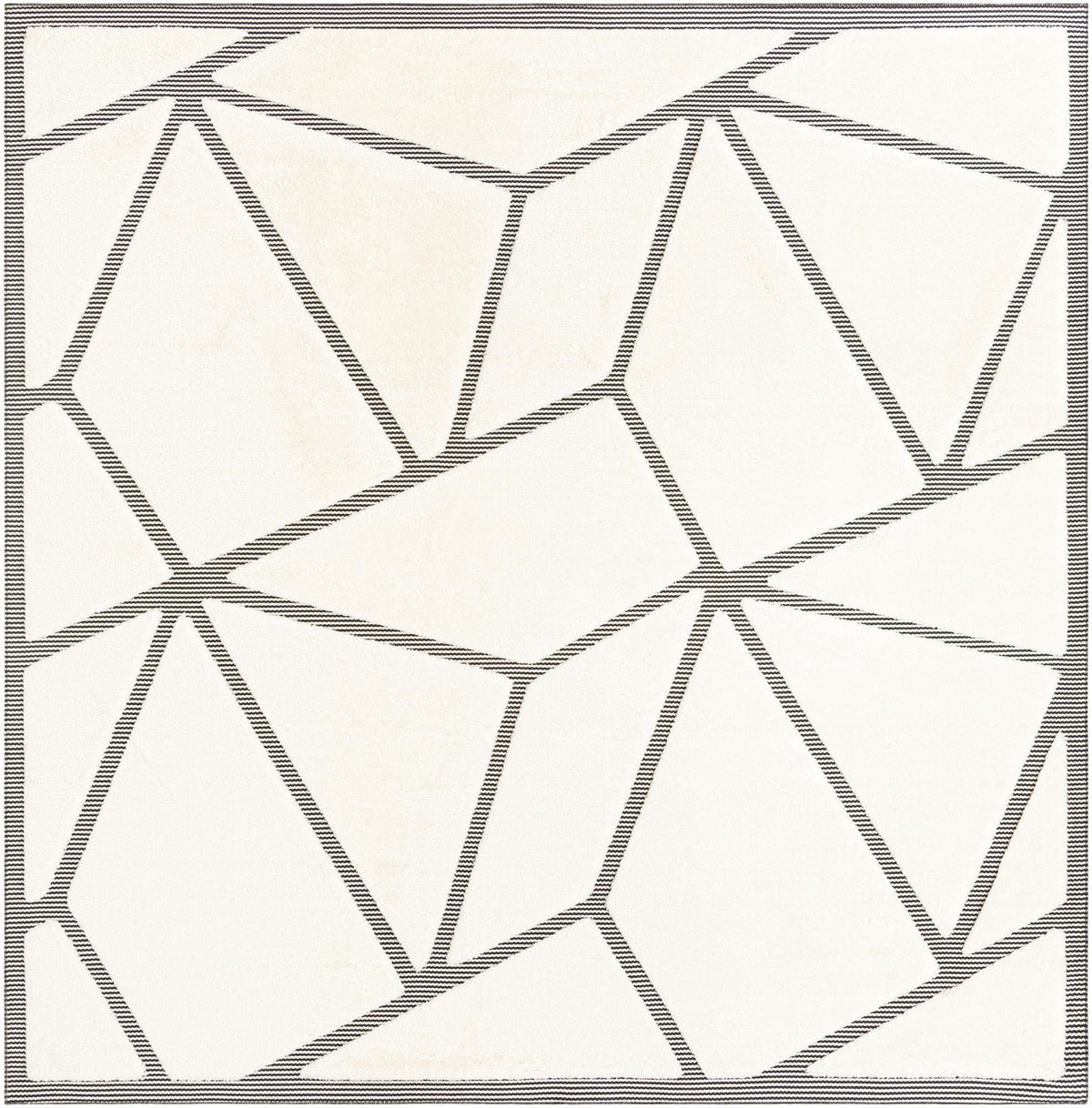 Monochrome Collection Area Rug -  Onyx Square Ivory White  lifestyle 90