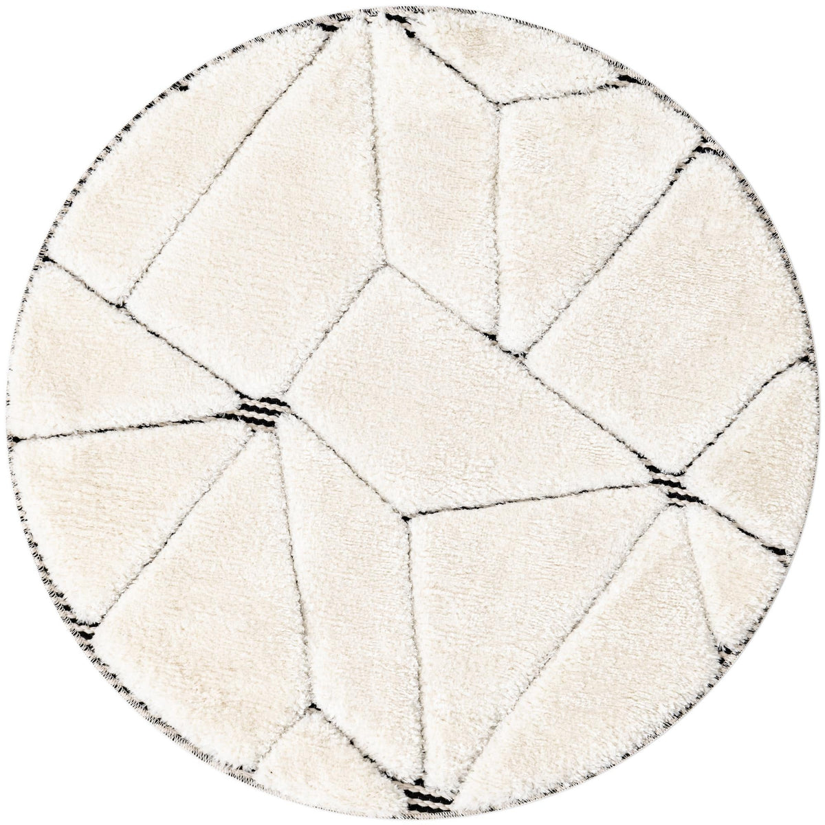 Monochrome Collection Area Rug -  Onyx Round Ivory White  lifestyle 91