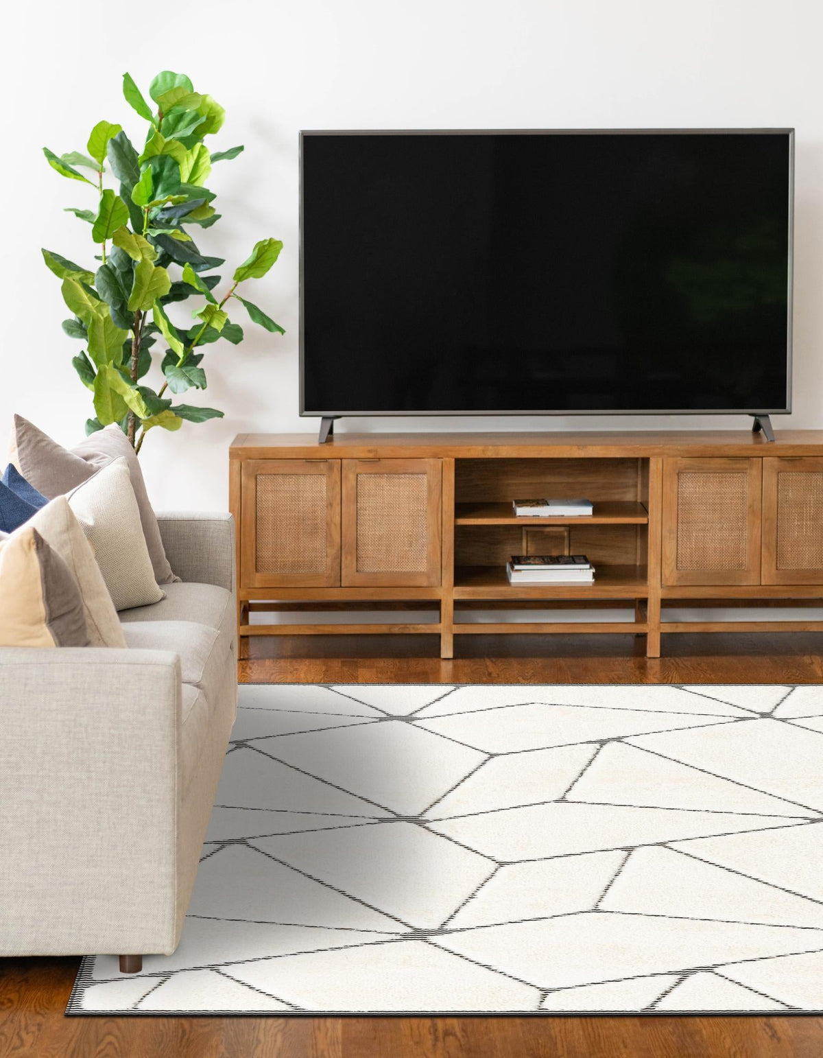Monochrome Collection Area Rug -  Onyx Rectangle Ivory White  lifestyle 7