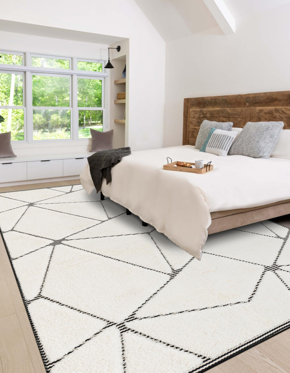Monochrome Collection Area Rug -  Onyx Rectangle Ivory White  lifestyle 11