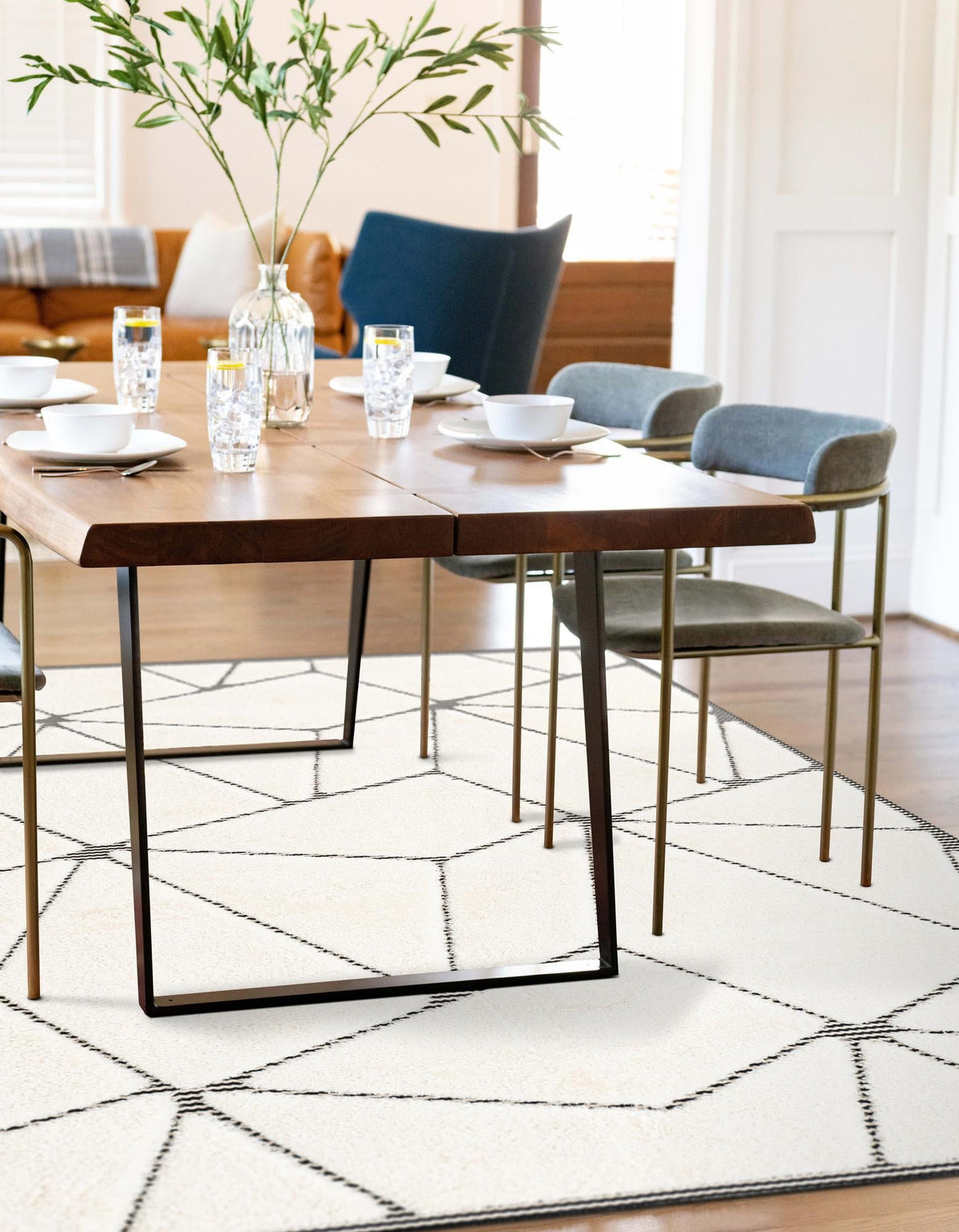 Monochrome Collection Area Rug -  Onyx Rectangle Ivory White  lifestyle 13