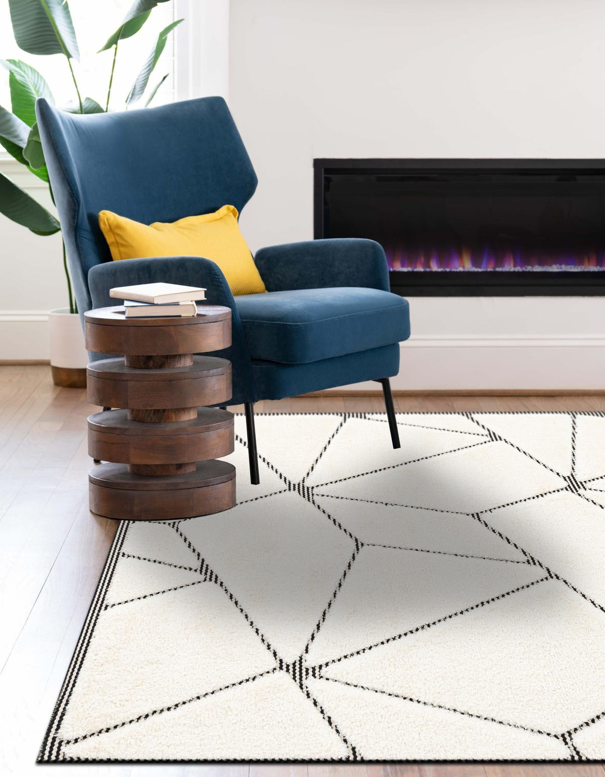 Monochrome Collection Area Rug -  Onyx Rectangle Ivory White  lifestyle 15