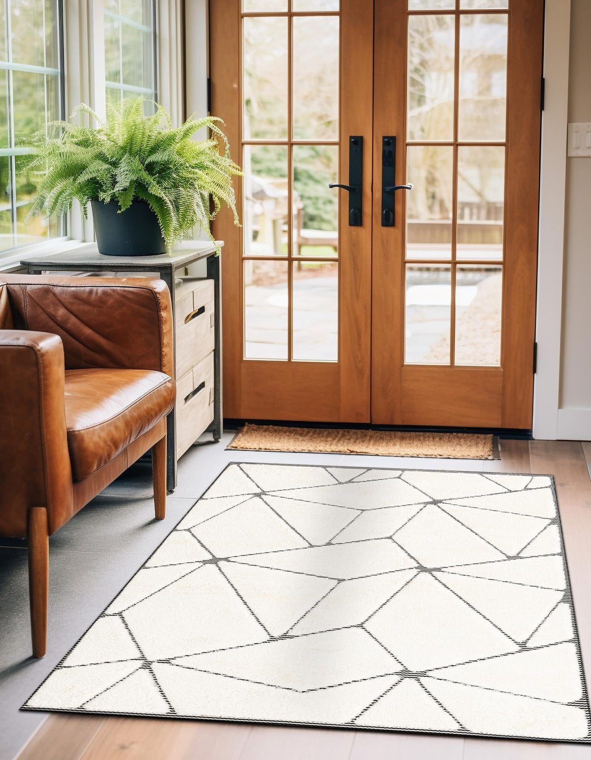 Monochrome Collection Area Rug -  Onyx Rectangle Ivory White  lifestyle 17