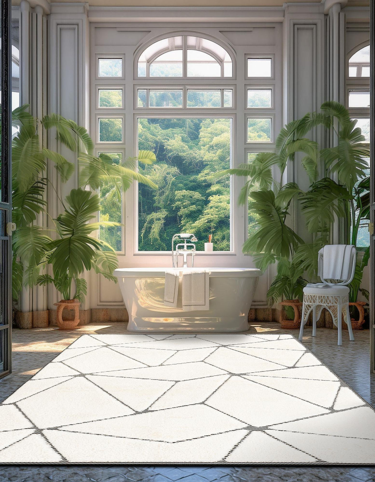 Monochrome Collection Area Rug -  Onyx Rectangle Ivory White  lifestyle 19