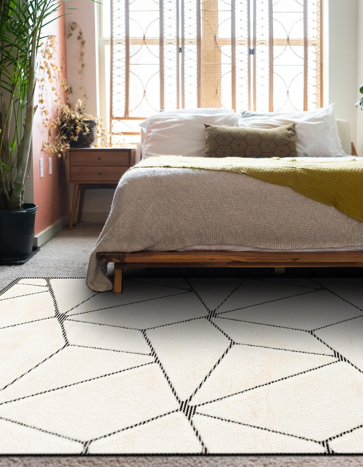 Monochrome Collection Area Rug -  Onyx Rectangle Ivory White  lifestyle 21