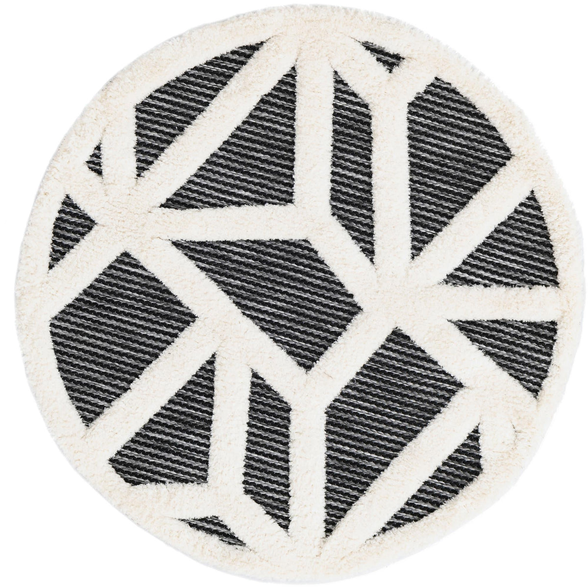 Monochrome Collection Area Rug -  Onyx Round Gray  lifestyle 93