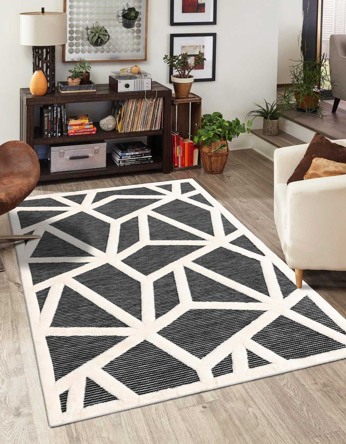 Monochrome Collection Area Rug -  Onyx Rectangle Gray  lifestyle 2