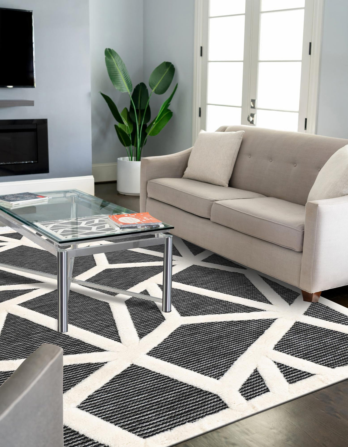 Monochrome Collection Area Rug -  Onyx Rectangle Gray  lifestyle 4