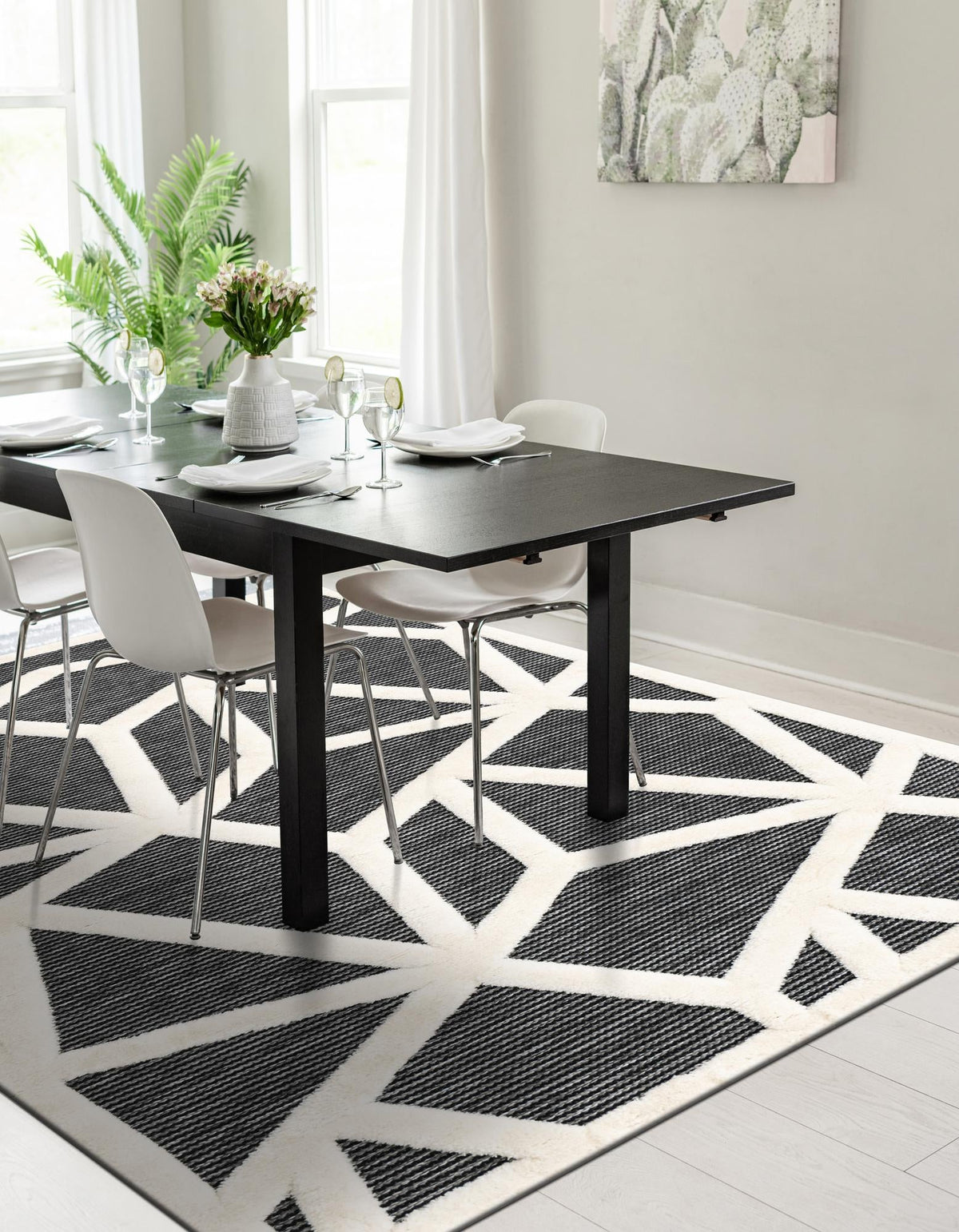 Monochrome Collection Area Rug -  Onyx Rectangle Gray  lifestyle 6