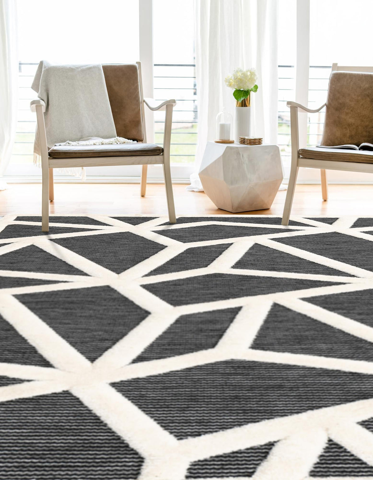 Monochrome Collection Area Rug -  Onyx Rectangle Gray  lifestyle 8