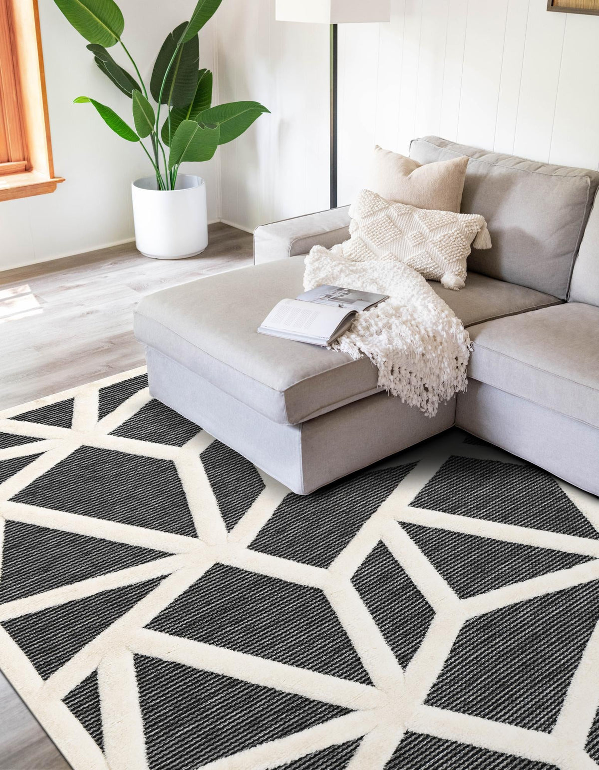 Monochrome Collection Area Rug -  Onyx Rectangle Gray  lifestyle 18