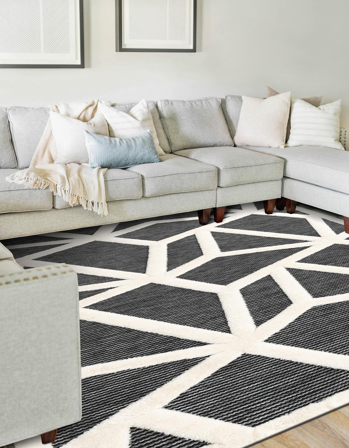 Monochrome Collection Area Rug -  Onyx Rectangle Gray  lifestyle 20