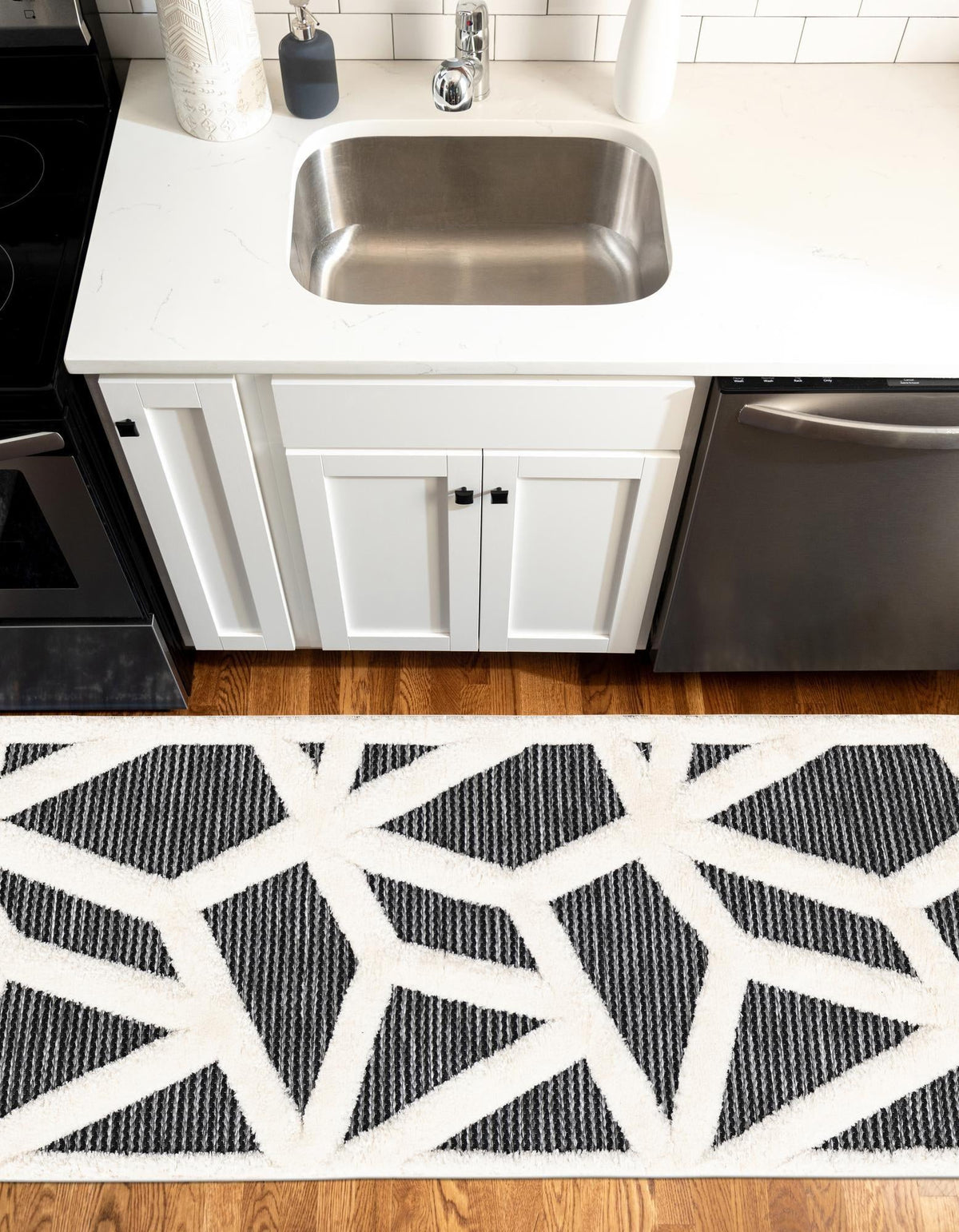 Monochrome Collection Area Rug -  Onyx Runner Gray  lifestyle 103