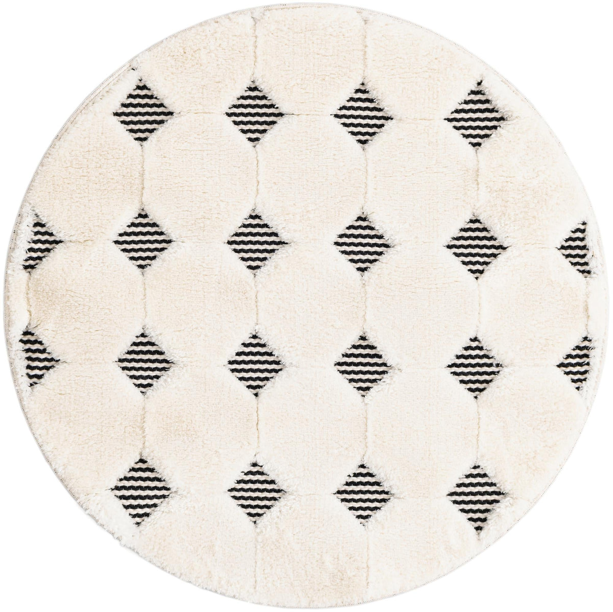Monochrome Collection Area Rug -  Quartz Round Black and White  lifestyle 43