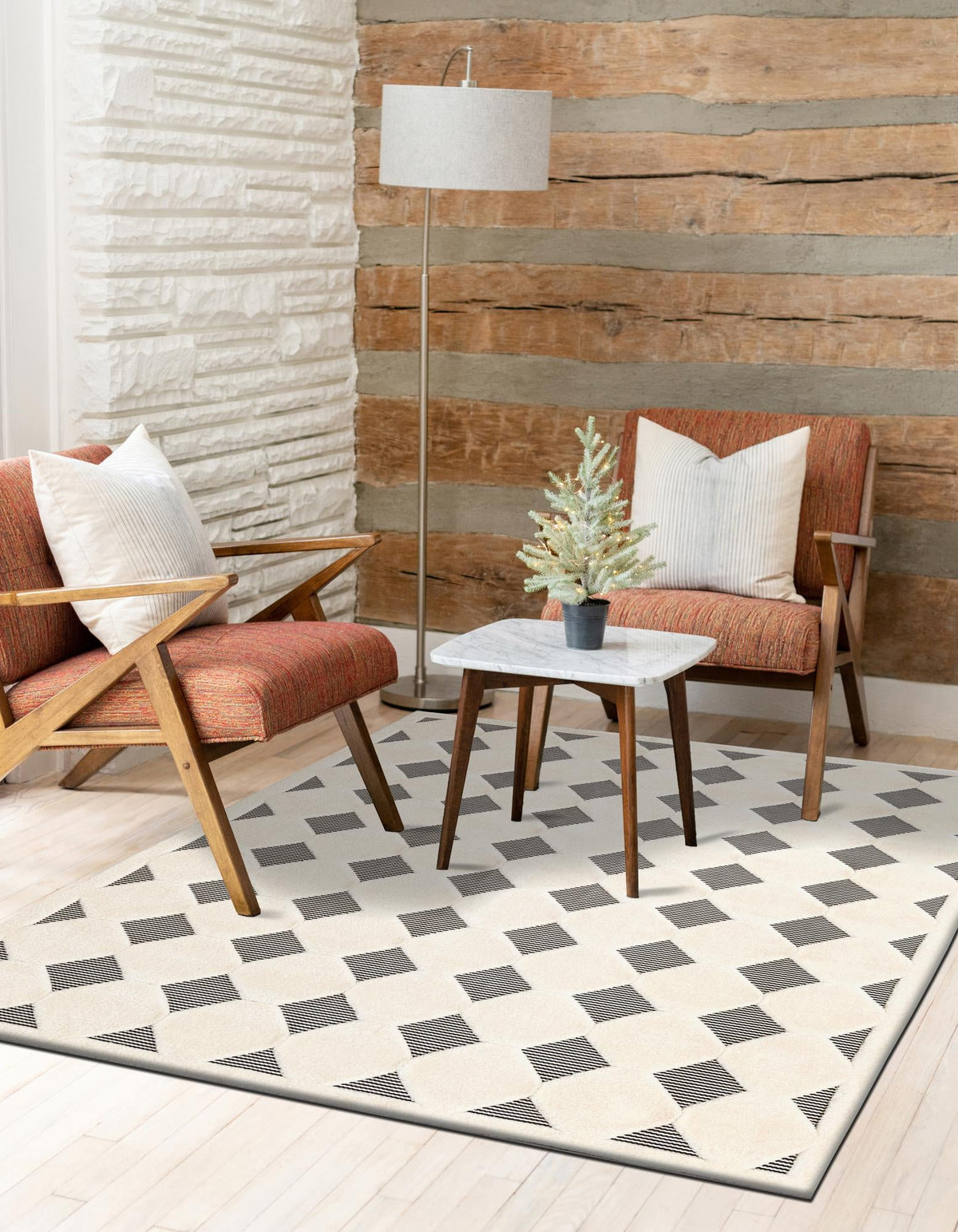 Monochrome Collection Area Rug -  Quartz Rectangle Black and White  lifestyle 10
