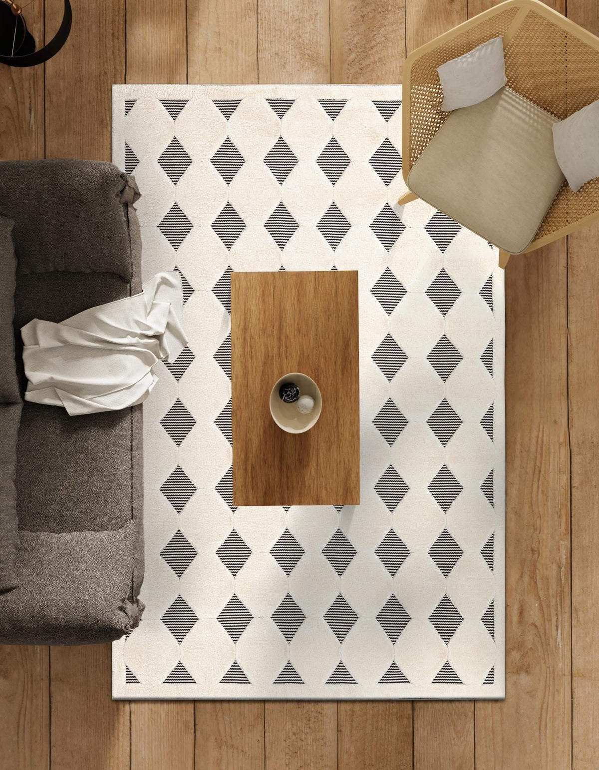 Monochrome Collection Area Rug -  Quartz Rectangle Black and White  lifestyle 12