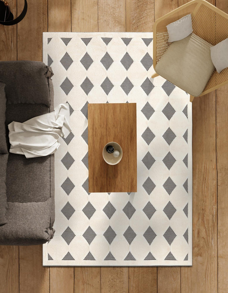Monochrome Collection Area Rug -  Quartz Rectangle Black and White  lifestyle 12