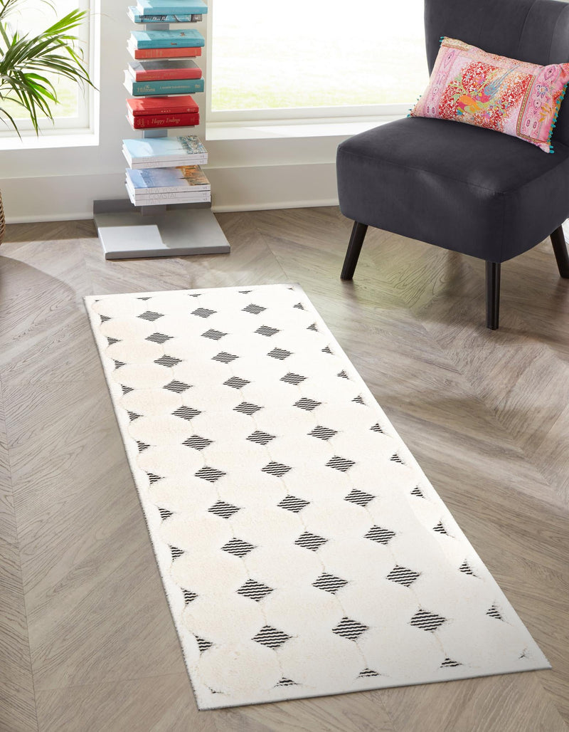 Monochrome Collection Area Rug -  Quartz Runner Black and White  lifestyle 32