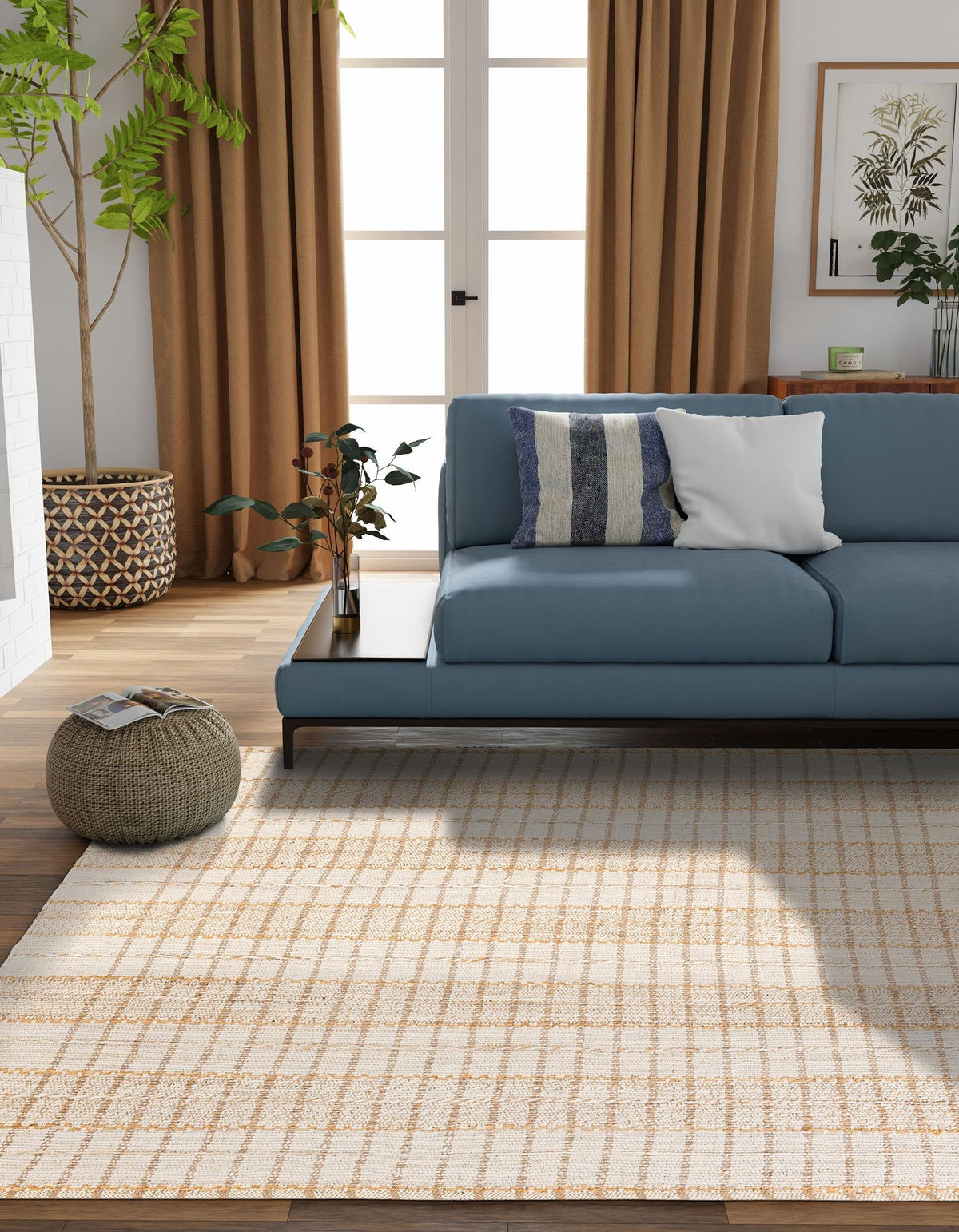 Sequoia Handwoven Jute Collection Area Rug -  Mendocino Square Ivory  lifestyle 12