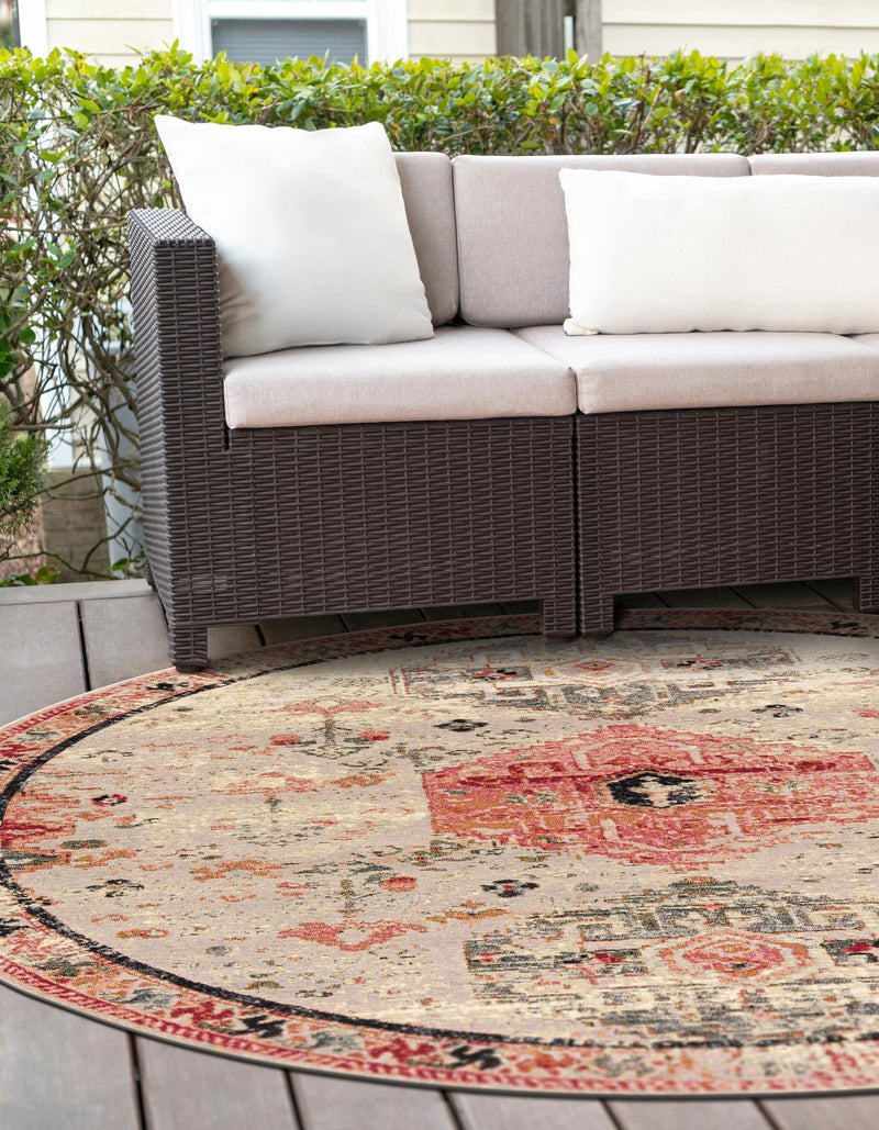 Patio Elegance Collection Area Rug -  Meadow Round Multi  lifestyle 42