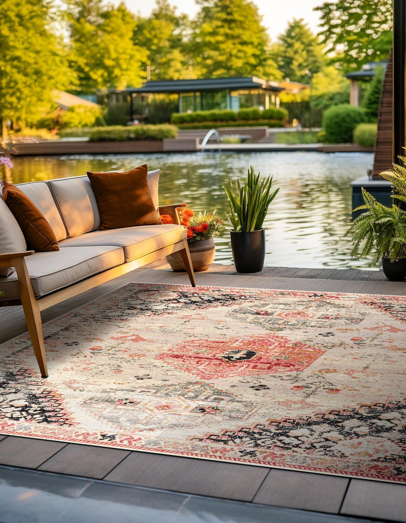 Patio Elegance Collection Area Rug -  Meadow Square Multi  lifestyle 41