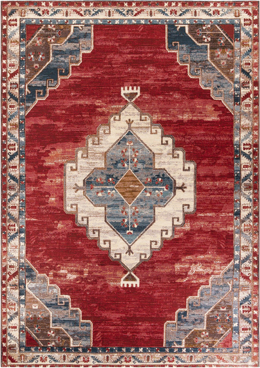 Patio Elegance Collection Area Rug -  Alcove Rectangle Red and Navy Blue Main