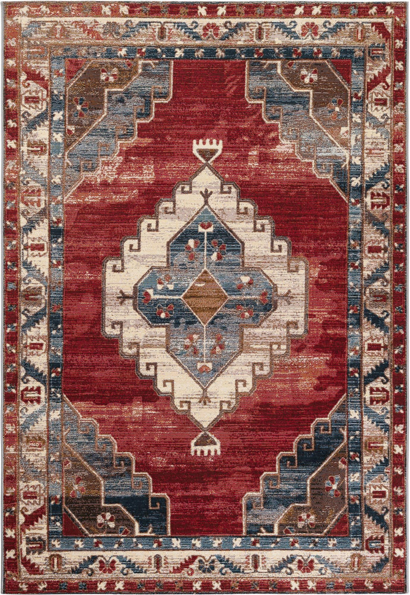 Patio Heritage Collection Area Rug -  Alcove Rectangle Red and Navy Blue  lifestyle 2