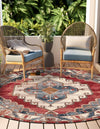 Patio Elegance Collection Area Rug -  Alcove Round Red and Navy Blue  lifestyle 38