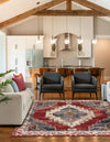 Patio Elegance Collection Area Rug -  Alcove Square Red and Navy Blue  lifestyle 27
