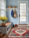 Patio Elegance Collection Area Rug -  Alcove Square Red and Navy Blue  lifestyle 35