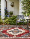 Patio Elegance Collection Area Rug -  Alcove Square Red and Navy Blue  lifestyle 41