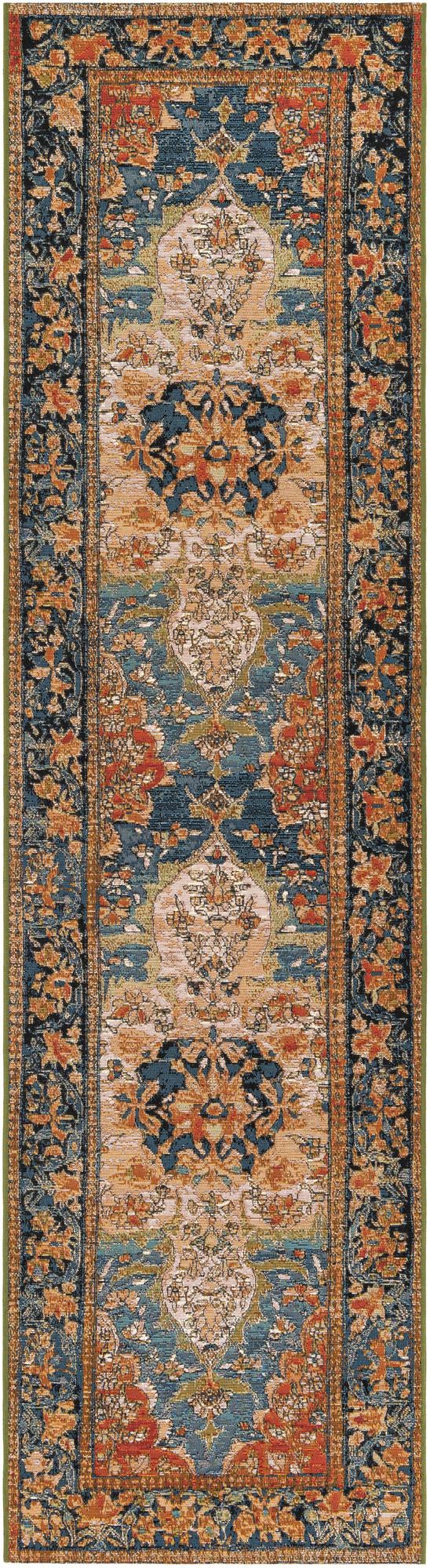 Patio Elegance Collection Area Rug -  Grove Runner Navy Blue and Rust Red  lifestyle 22