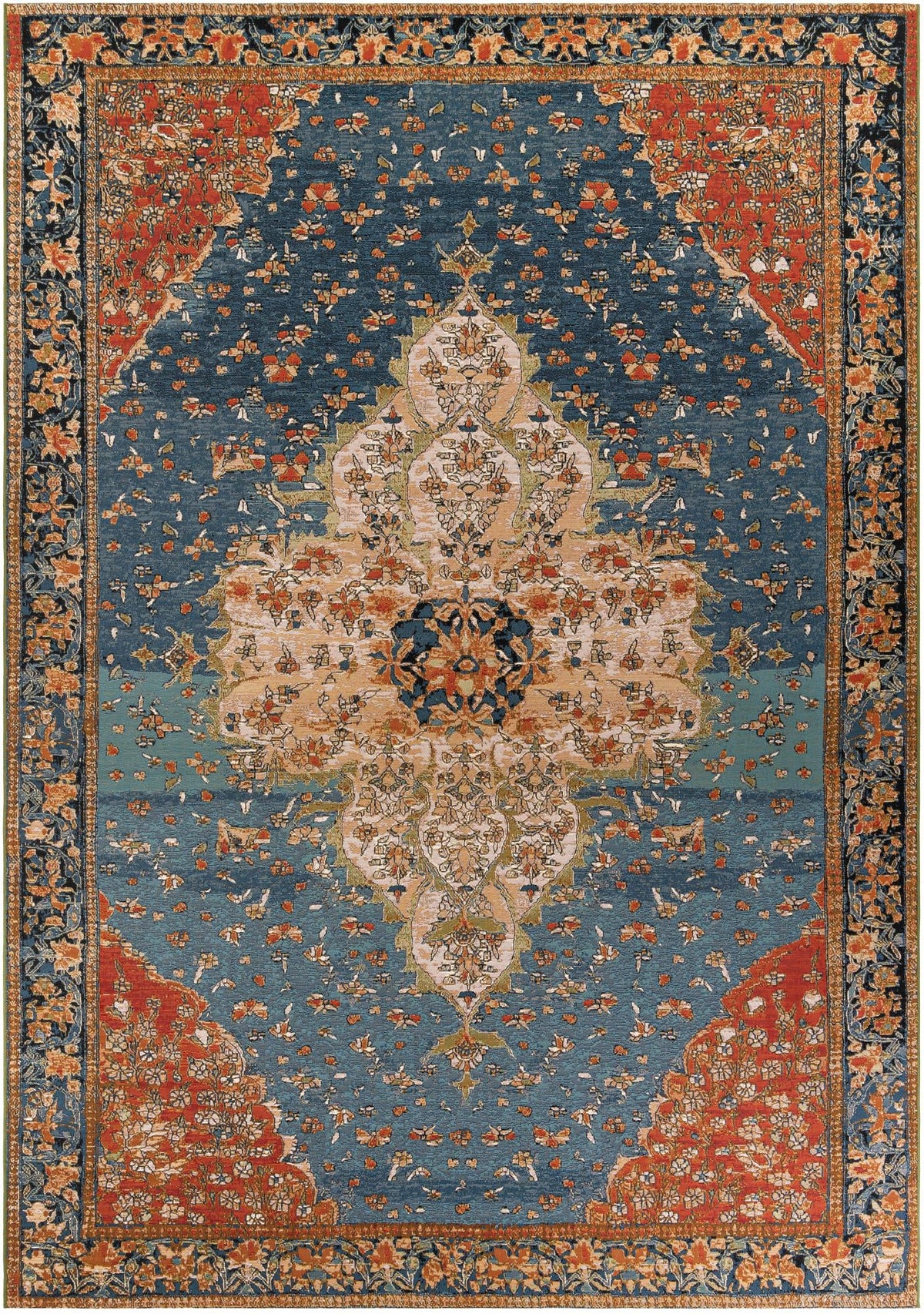 Patio Elegance Collection Area Rug -  Grove Rectangle Navy Blue and Rust Red Main