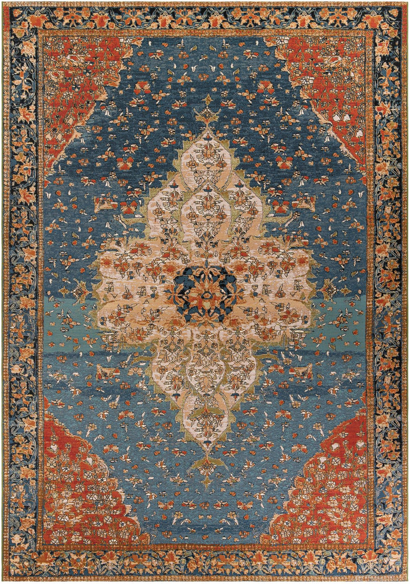 Patio Elegance Collection Area Rug -  Grove Rectangle Navy Blue and Rust Red Main