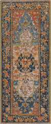 Patio Heritage Collection Area Rug -  Grove Runner Navy Blue and Rust Red  lifestyle 25