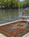 Patio Elegance Collection Area Rug -  Grove Rectangle Navy Blue and Rust Red  lifestyle 4