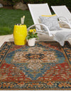 Patio Elegance Collection Area Rug -  Grove Rectangle Navy Blue and Rust Red  lifestyle 8