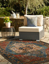 Patio Elegance Collection Area Rug -  Grove Rectangle Navy Blue and Rust Red  lifestyle 9