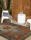 Patio Elegance Collection Area Rug -  Grove Rectangle Navy Blue and Rust Red  lifestyle 10